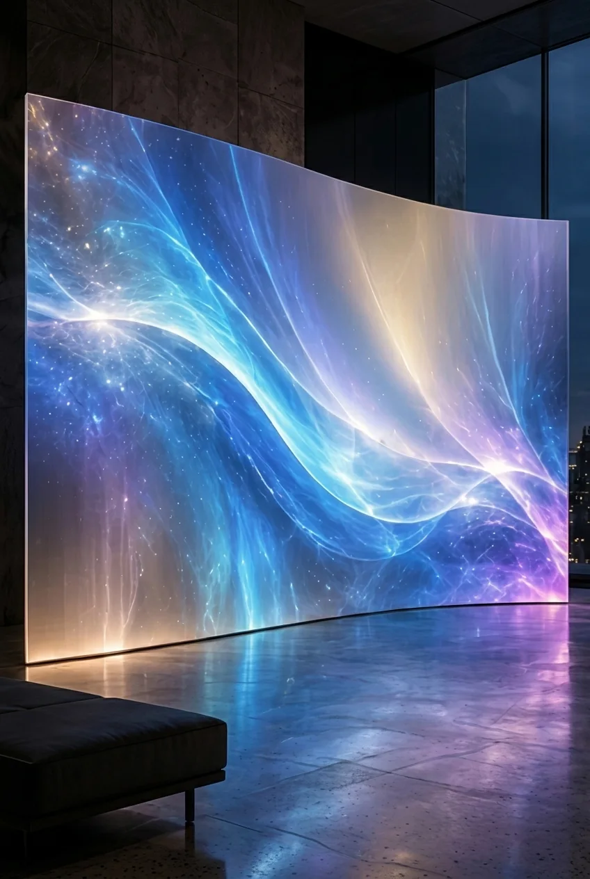 Veil Wall concept visualization in a stone gallery