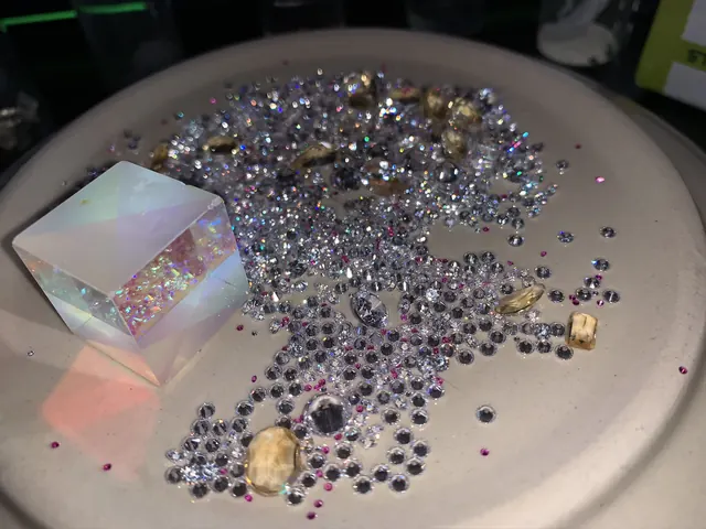 Pigment crystals on a plate.