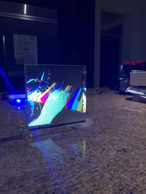 An acrylic block display.