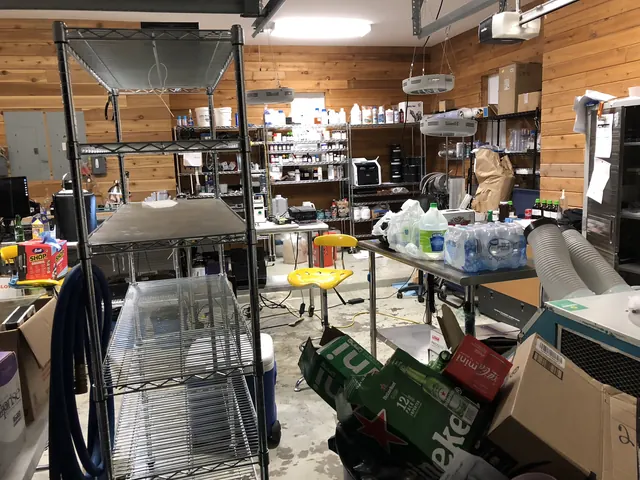 The workshop, equipment in rows.