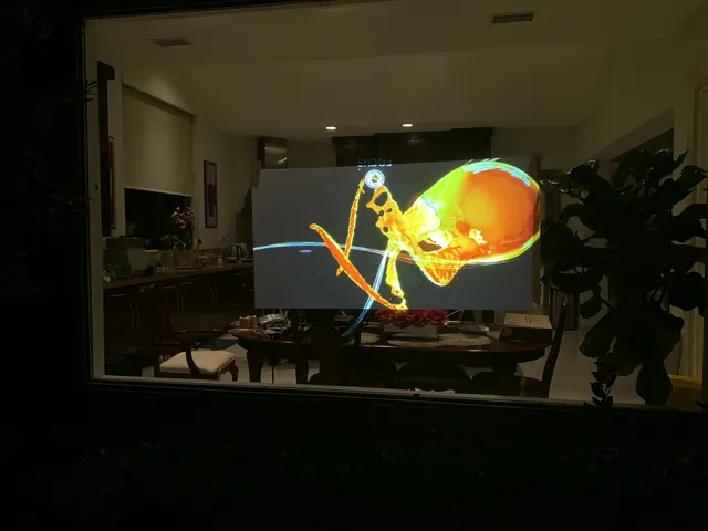 The same window at evening.