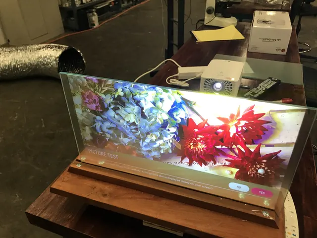 Desktop display on a walnut base.