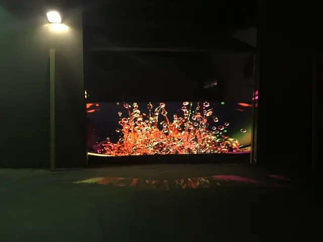Storefront window, evening.