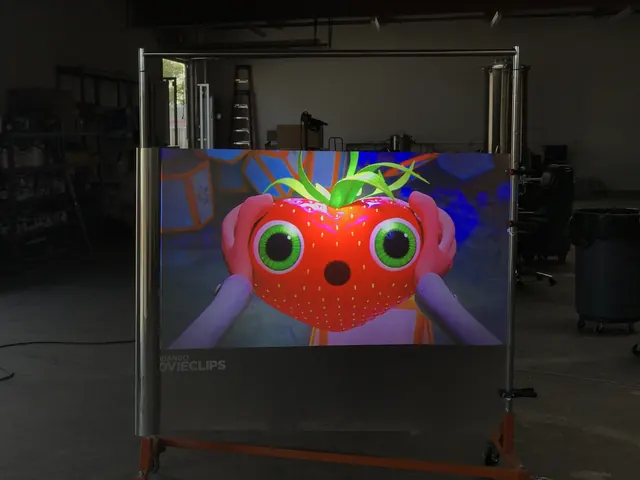Character animation on glass, lights on.