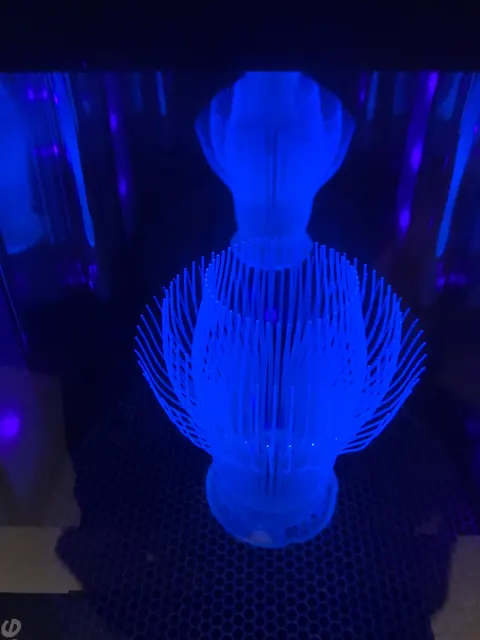 A vessel glowing blue.