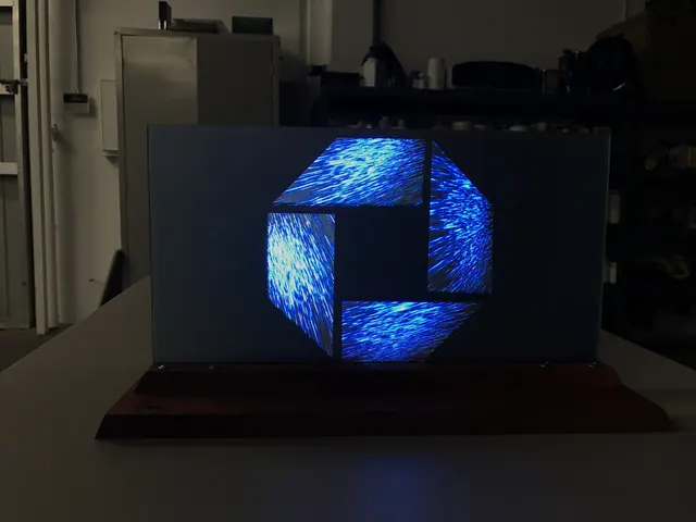 A projected globe on a coated sphere.